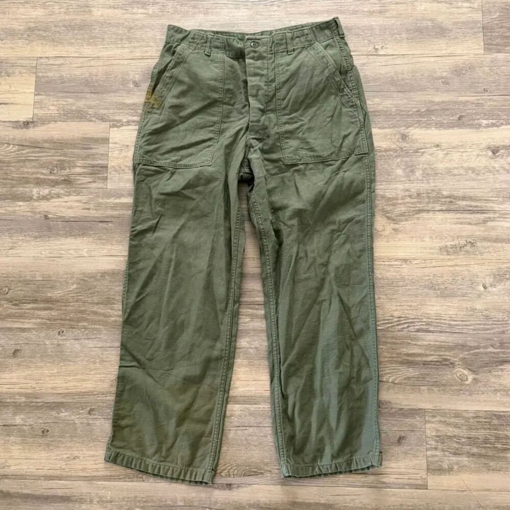 Vintage 70s Military OG-107 HBT Trousers Size 31x27